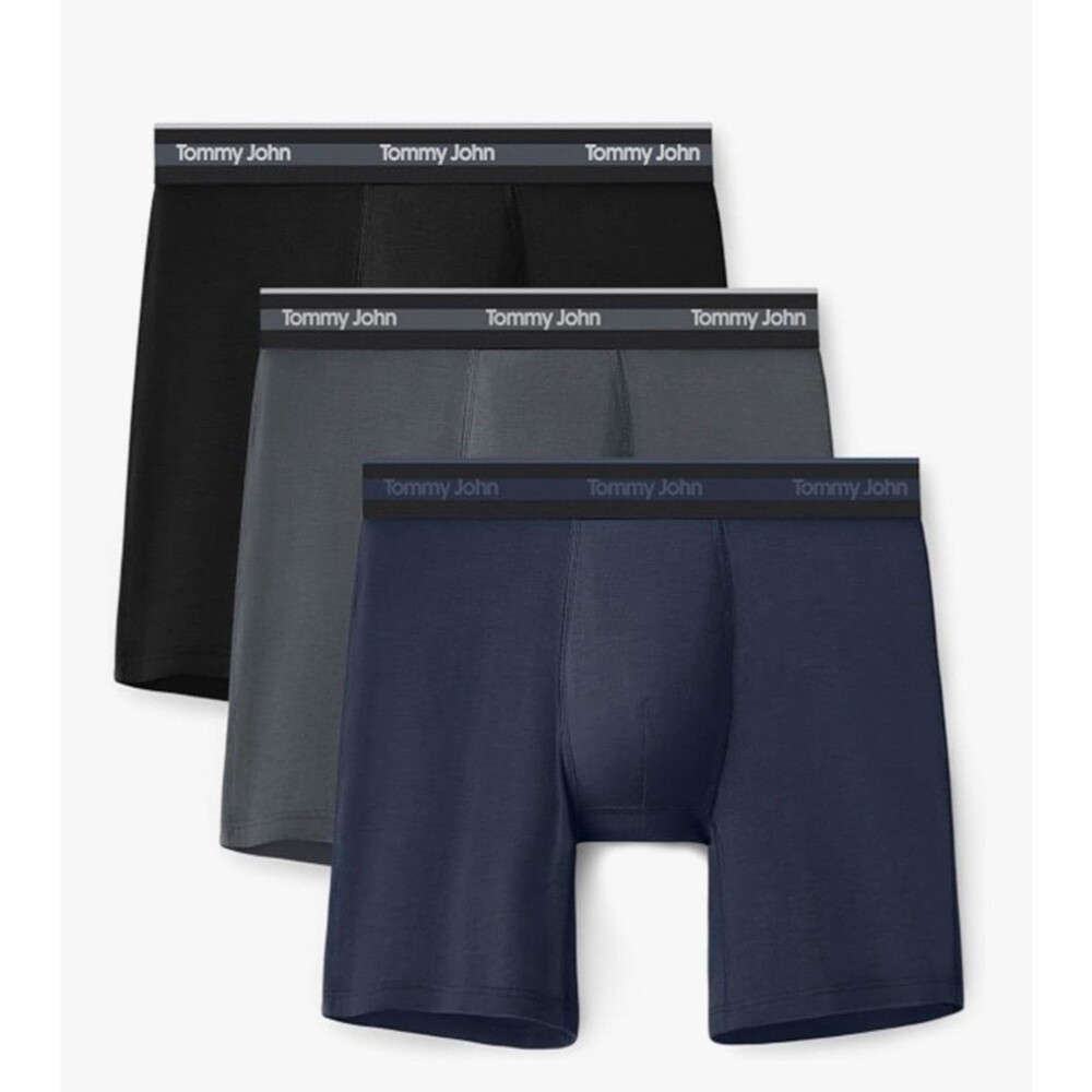 Tommy John -XL-3 Pack Boxer Brief Size Large Gr/Blac/Blue Comfort Micro 6" Mid